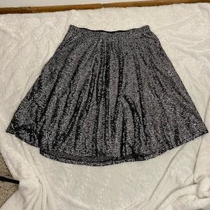 Lane Bryant Black & Silver Sequined A-Line Midi Skirt - Size 18/20